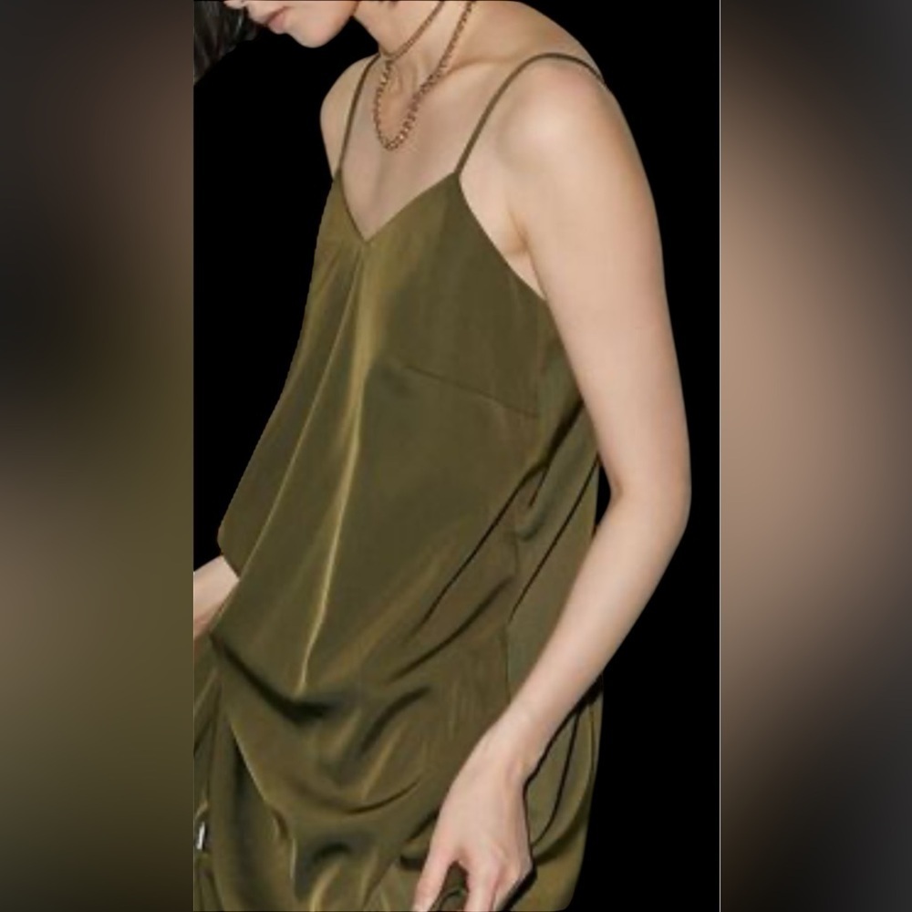 The Drop Emerald silky Ana Slip V neck cami dress gown slip Sz M